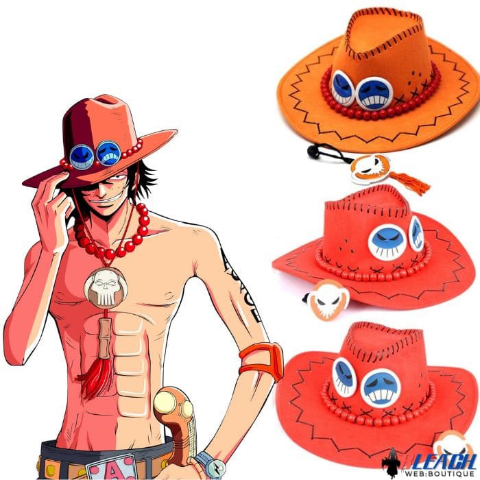 One Piece Portgas·D· Ace West Cowboy Chapéu Cosplay Accessories