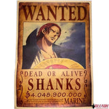 Poster Wanted One Piece Shanks Le Roux - Bleach Web